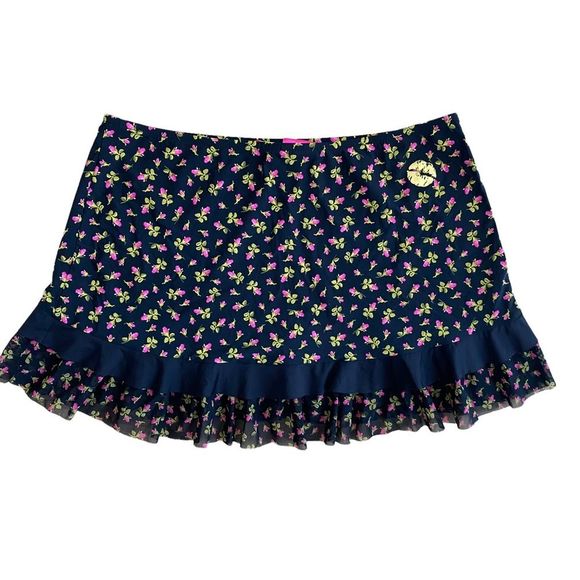 Betsey Johnson Floral Swim Coverup Skirt - Black and Pink - Picture 6 of 9